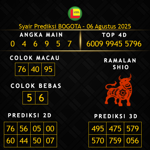 Prediksi Bogota Hari Ini 6-agustus-2025