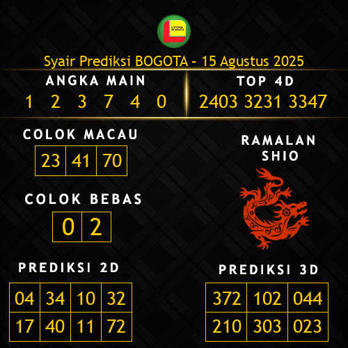 Prediksi Bogota Hari Ini 15-agustus-2025