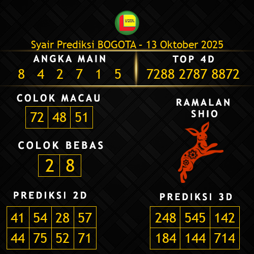 Prediksi Bogota Hari Ini 13-oktober-2025