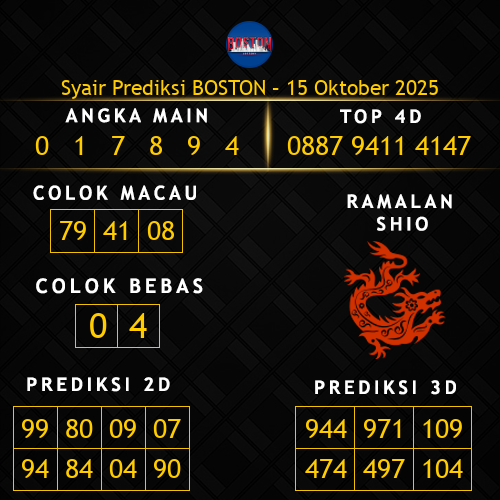 Prediksi Boston Hari Ini 15-oktober-2025