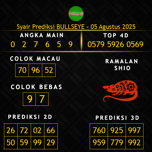 Prediksi Bullseye Hari Ini 5-agustus-2025