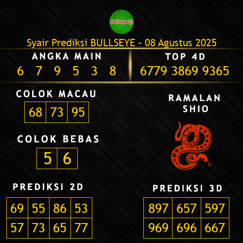 Prediksi Bullseye Hari Ini 8-agustus-2025