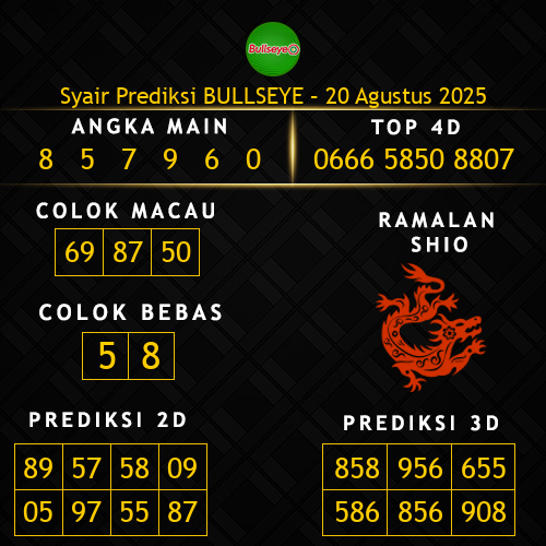 Prediksi Bullseye Hari Ini 20-agustus-2025