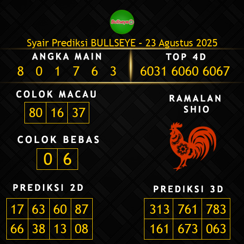 Prediksi Bullseye Hari Ini 23-agustus-2025