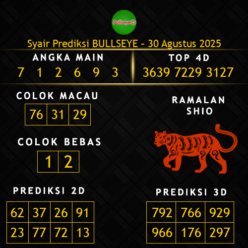 Prediksi Bullseye Hari Ini 30-agustus-2025