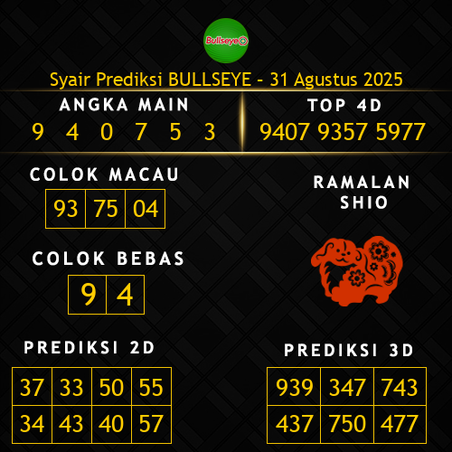 Prediksi Bullseye Hari Ini 31-agustus-2025