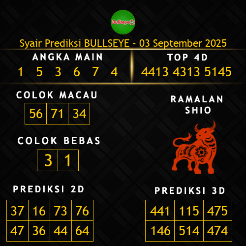 Prediksi Bullseye Hari Ini 3-september-2025