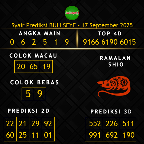 Prediksi Bullseye Hari Ini 17-september-2025