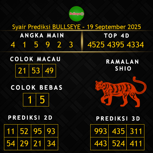 Prediksi Bullseye Hari Ini 19-september-2025