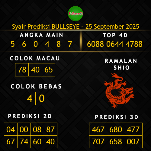Prediksi Bullseye Hari Ini 25-september-2025