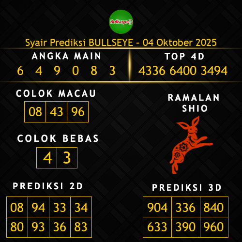 Prediksi Bullseye Hari Ini 4-oktober-2025