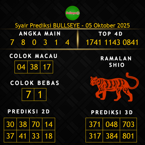 Prediksi Bullseye Hari Ini 5-oktober-2025