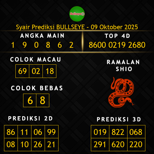 Prediksi Bullseye Hari Ini 9-oktober-2025