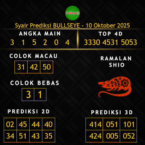 Prediksi Bullseye Hari Ini 10-oktober-2025