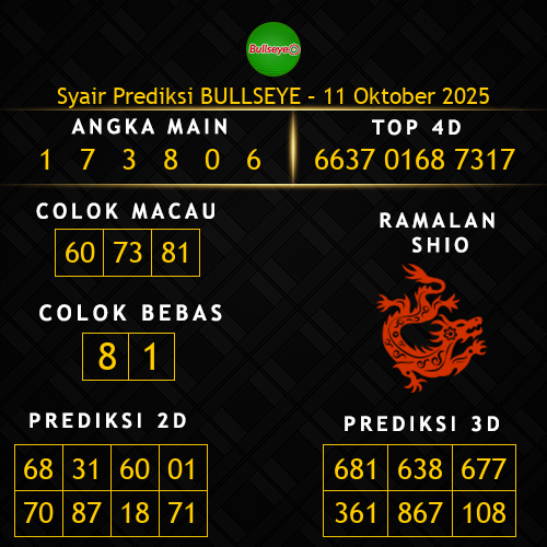 Prediksi Bullseye Hari Ini 11-oktober-2025
