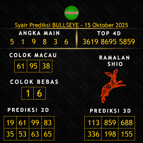 Prediksi Bullseye Hari Ini 15-oktober-2025