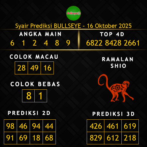 Prediksi Bullseye Hari Ini 16-oktober-2025