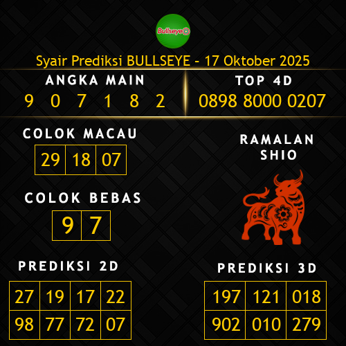 Prediksi Bullseye Hari Ini 17-oktober-2025