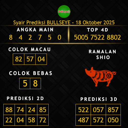 Prediksi Bullseye Hari Ini 18-oktober-2025