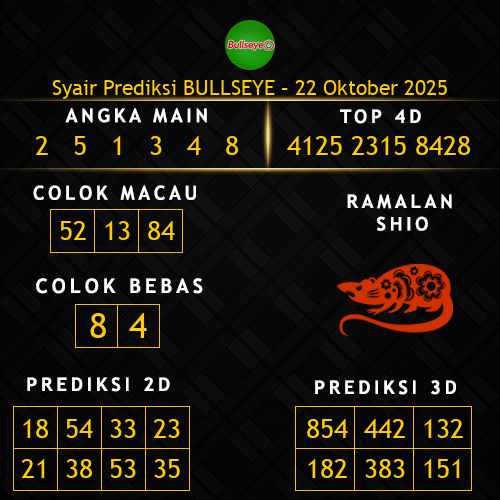 Prediksi Bullseye Hari Ini 22-oktober-2025