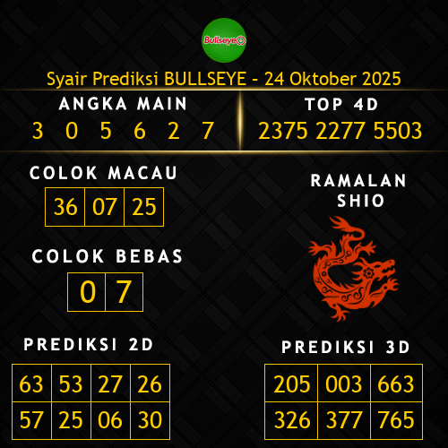 Prediksi Bullseye Hari Ini 24-oktober-2025