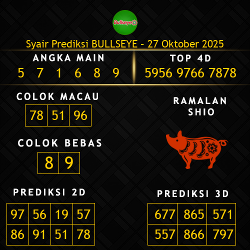 Prediksi Bullseye Hari Ini 27-oktober-2025