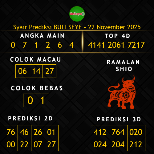 Prediksi Bullseye Hari Ini 22-november-2025