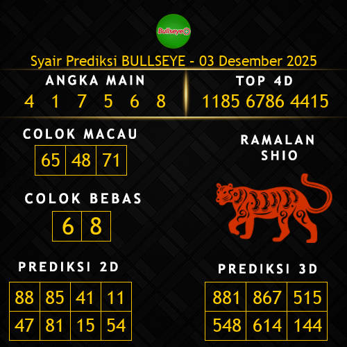 Prediksi Bullseye Hari Ini 3-desember-2025
