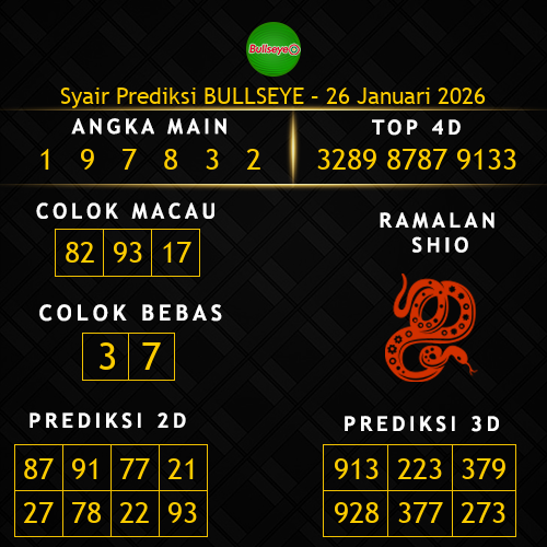 Prediksi Bullseye Hari Ini 26-januari-2026