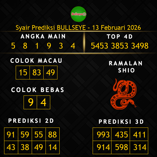 Prediksi Bullseye Hari Ini 13-februari-2026