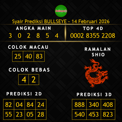 Prediksi Bullseye Hari Ini 14-februari-2026