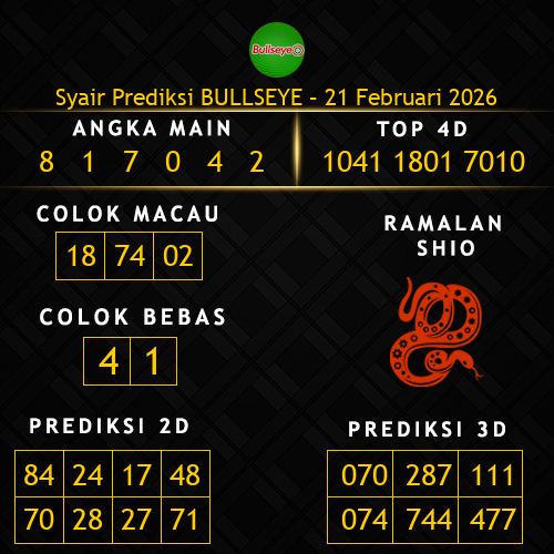 Prediksi Bullseye Hari Ini 21-februari-2026