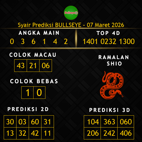 Prediksi Bullseye Hari Ini 7-maret-2026