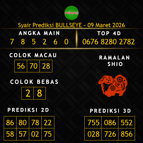 Prediksi Bullseye Hari Ini 9-maret-2026