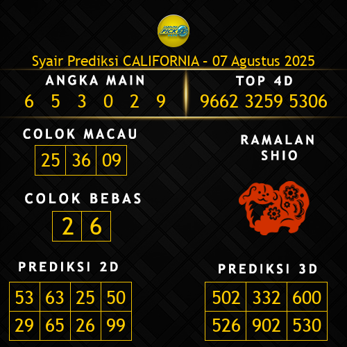 Prediksi California Hari Ini 7-agustus-2025