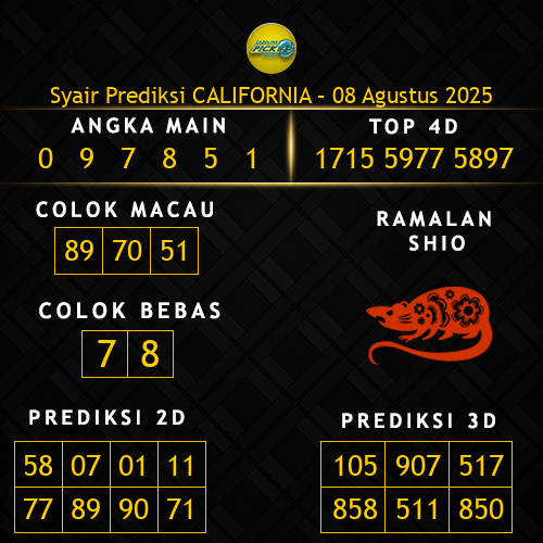 Prediksi California Hari Ini 8-agustus-2025