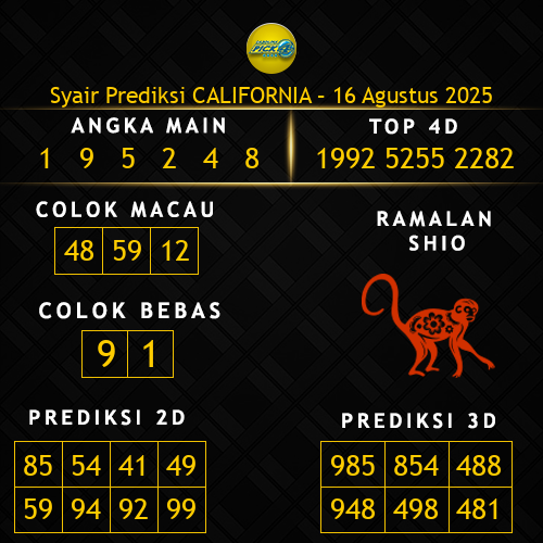 Prediksi California Hari Ini 16-agustus-2025