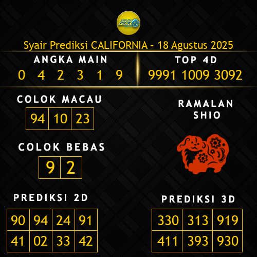 Prediksi California Hari Ini 18-agustus-2025