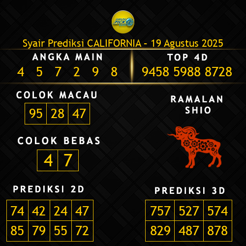 Prediksi California Hari Ini 19-agustus-2025