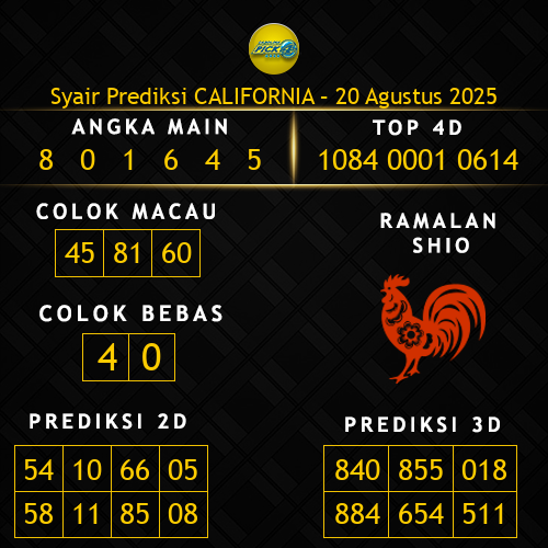 Prediksi California Hari Ini 20-agustus-2025