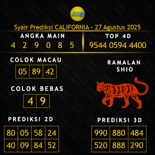 Prediksi California Hari Ini 27-agustus-2025