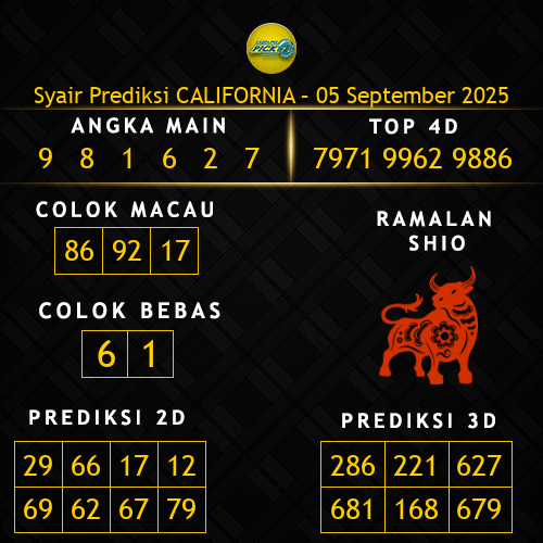 Prediksi California Hari Ini 5-september-2025