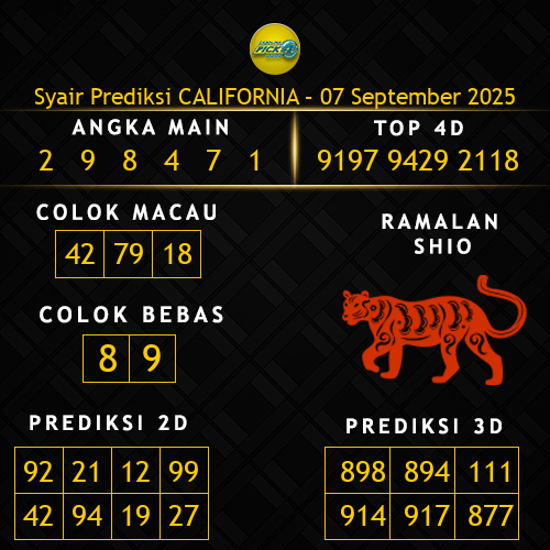 Prediksi California Hari Ini 7-september-2025