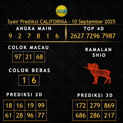 Prediksi California Hari Ini 10-september-2025
