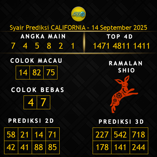 Prediksi California Hari Ini 14-september-2025