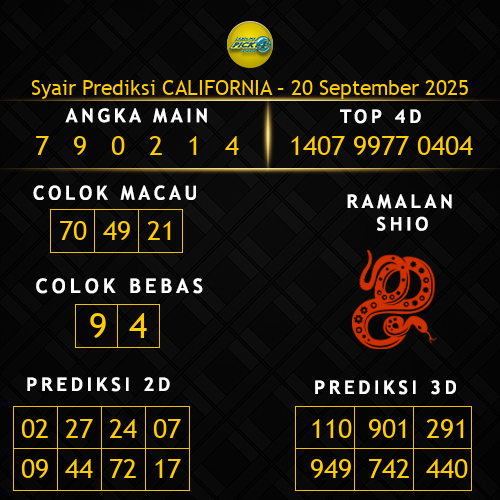 Prediksi California Hari Ini 20-september-2025