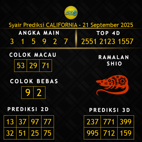 Prediksi California Hari Ini 21-september-2025