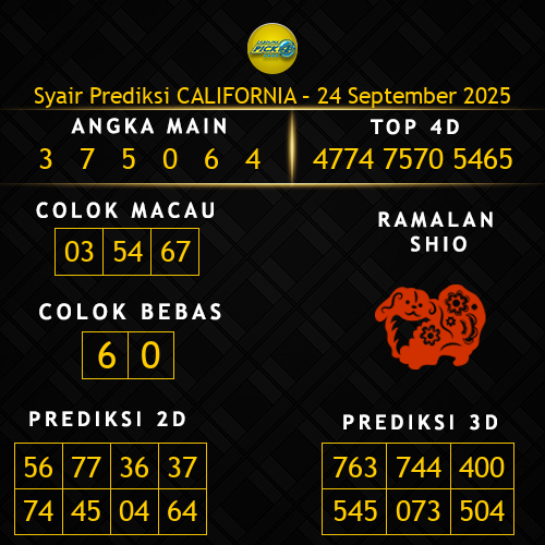 Prediksi California Hari Ini 24-september-2025