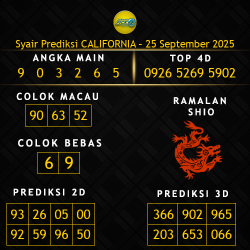 Prediksi California Hari Ini 25-september-2025