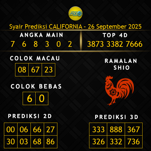 Prediksi California Hari Ini 26-september-2025
